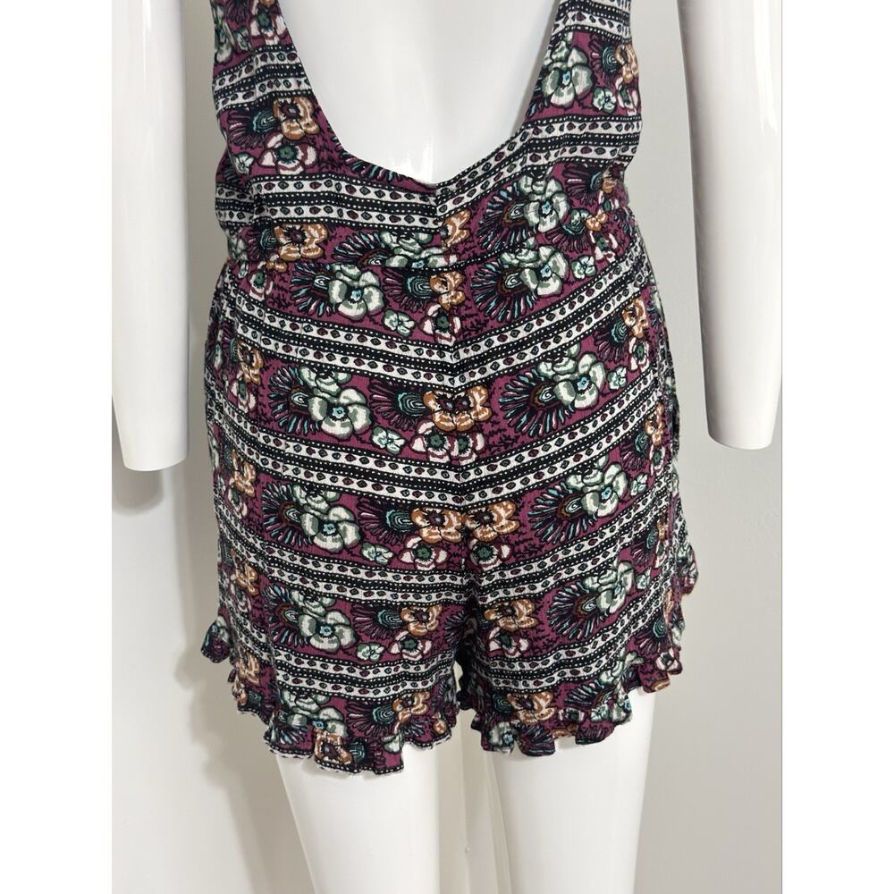 American Eagle Women’s Boho Floral Viscose Romper Hippie Festival Summer Size L - Picture 9 of 16